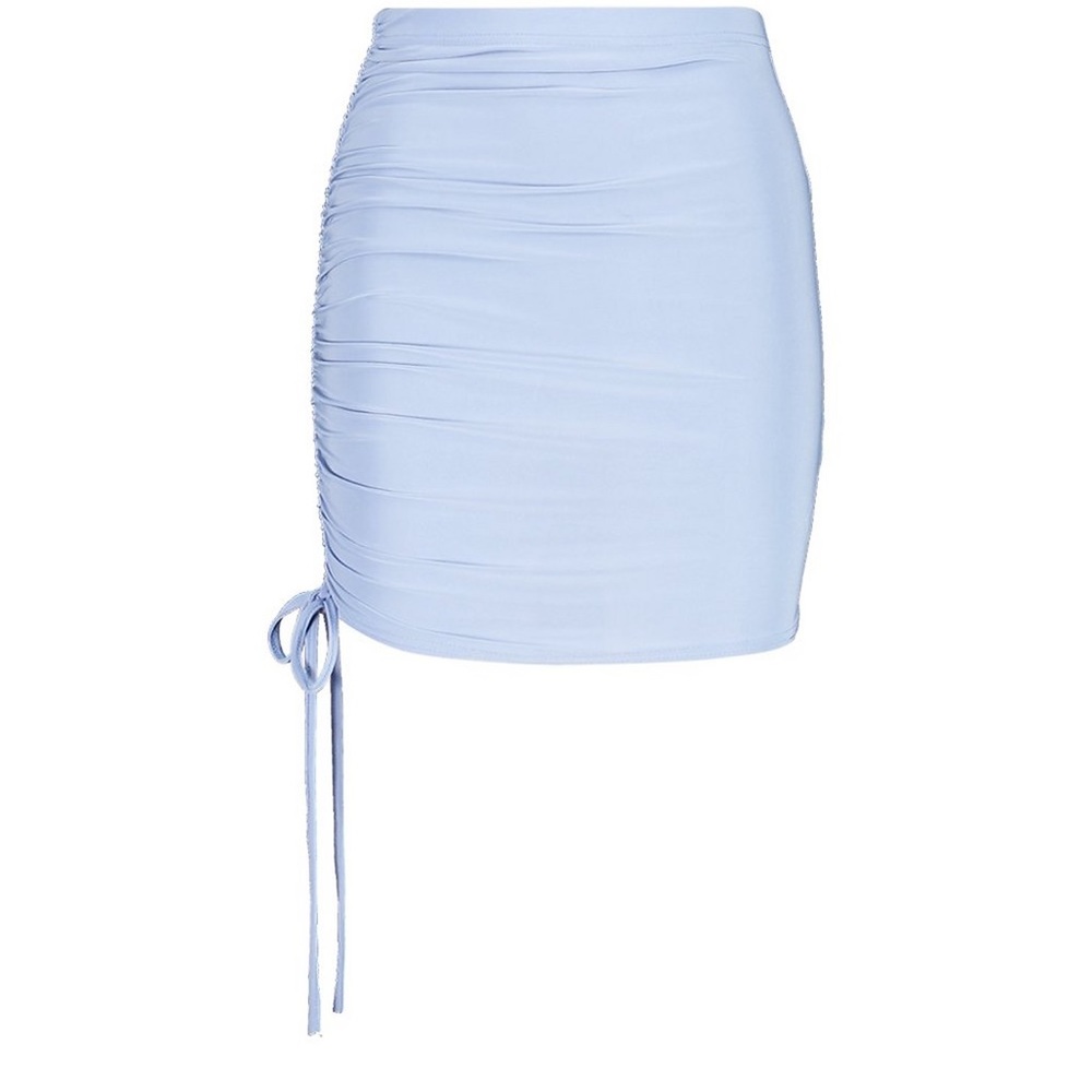Ruched Side Mini Skirt in Indigo